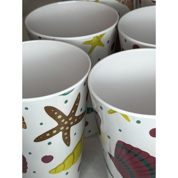 Temptations By Tara Melamine Seashells Tailgate Summer Beach Set of Six Cups - Picture 9 of 9
